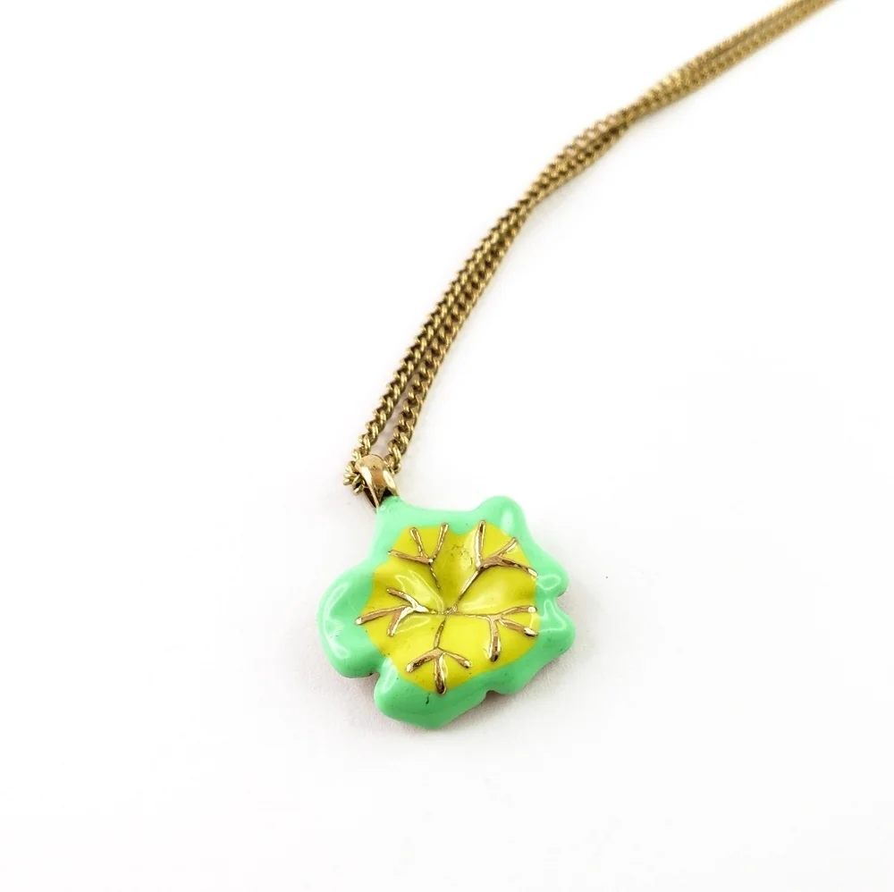Crewcuts Flower Pendant Necklace Green Yellow Lime
